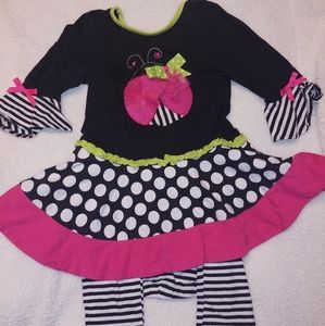 Girls Hot Pink" Rare Too!" Ladybug Outfit